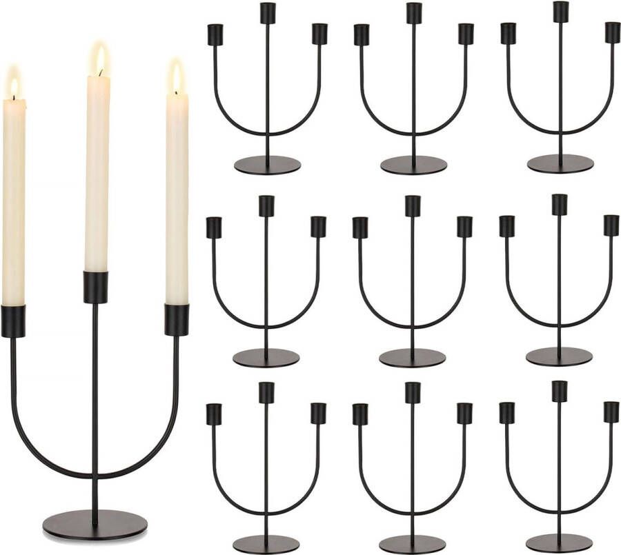 Kandelaar voor staafkaarsen Halloween kandelaar 3-armig zwarte kandelaar voor kegelkaarsen voor bruiloft tafel middenstuk kerstmantel decoratie 10 stuks