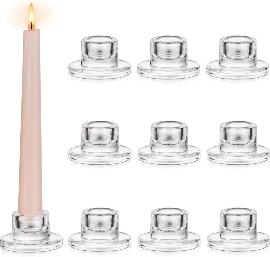Kandelaars Glazen Kaarshouder Transparante Kaarsenhouder Set Van 10 Kaarsenstandaard Voor Kleine Kaarsen Kerst Bruiloft Centrepiece Tafels