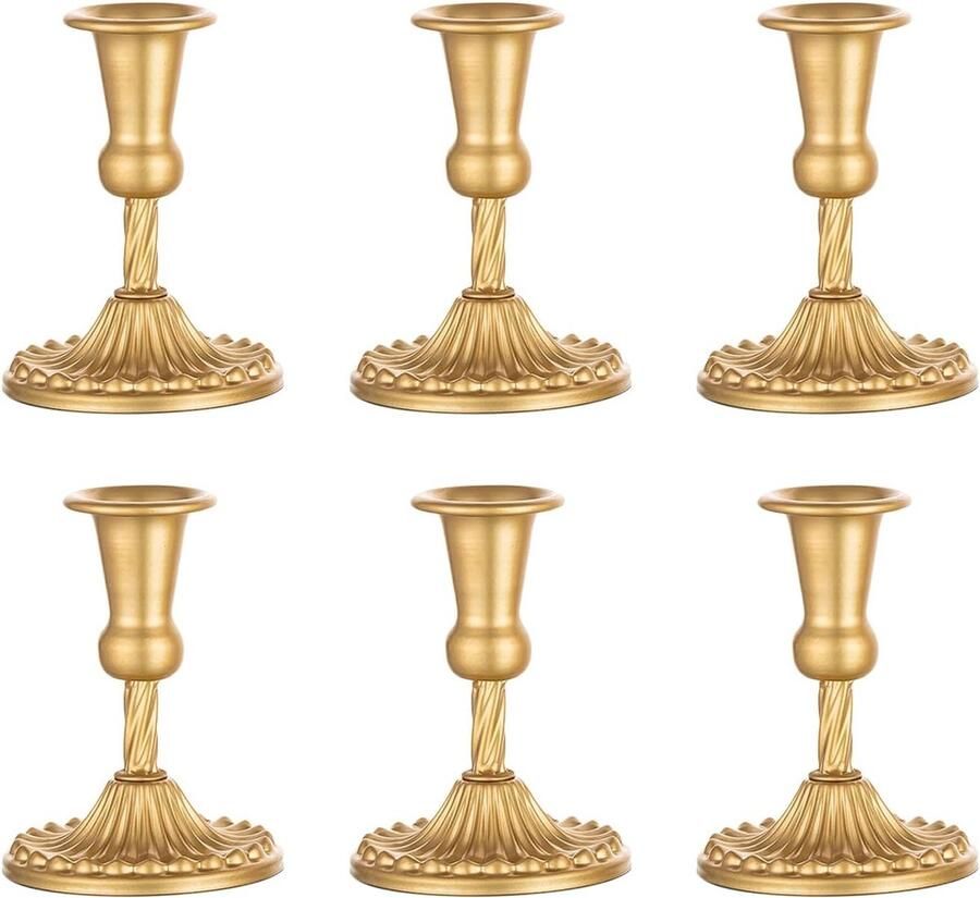 Kandelaars Houders Voor Bruiloft Tafel Centerpiece 6pcs Gouden Taper Kaarsenhouders Metalen Kaarsenstandaard Houder Voor Bruiloft Kerstmis Candlelight Dinner Party Festival Decor