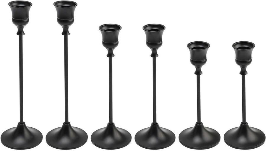 **Kandelaars van Messing Metaal Set van 6 stuks Vintage Design Ideaal voor Tafeldecoratie Kerstmis en Housewarming Kaarsenhouder voor Salontafel en Schoorsteenmantel**