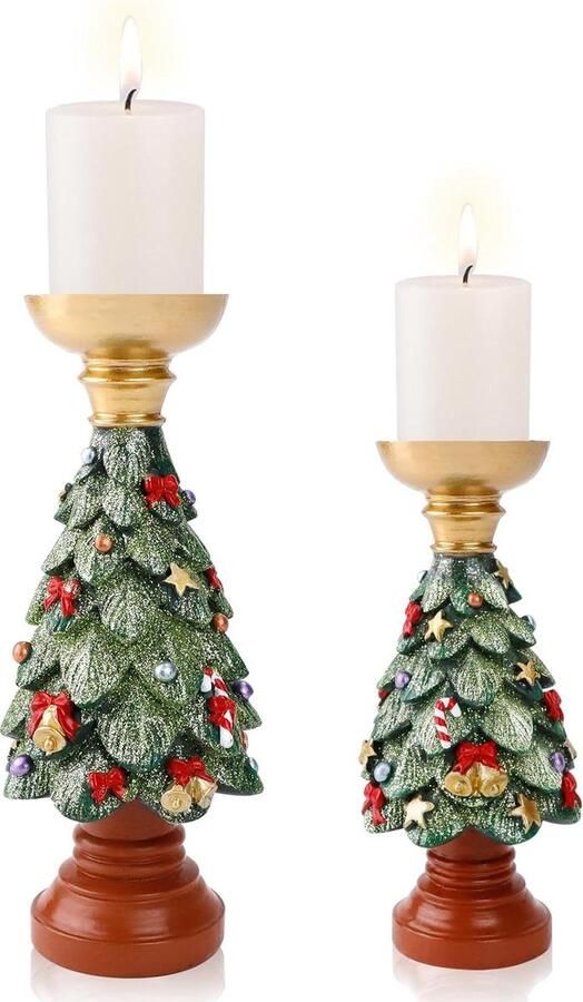 Kandelaars vintage decoratie 2 stuks voor stompkaarsen hars kerstboom tafeldecoratie bruiloft woonkamer tafel