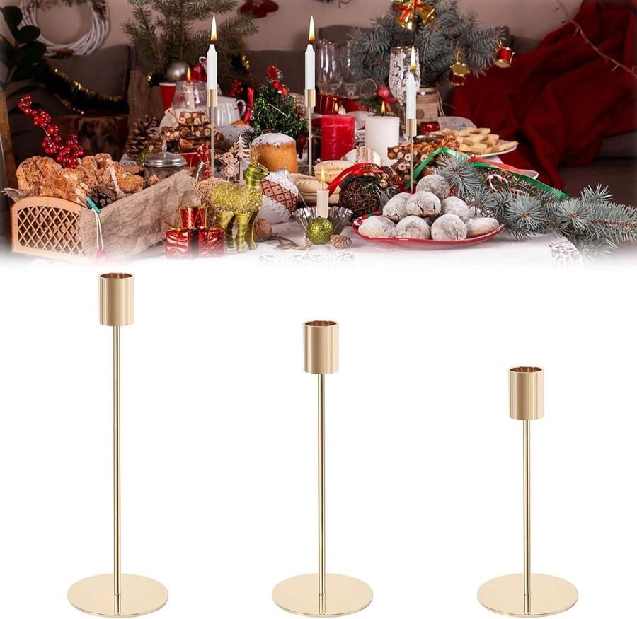 Zwart kandelaar set 3 stuks feest bruiloft decoratie tafel verjaardag diner vintage goud