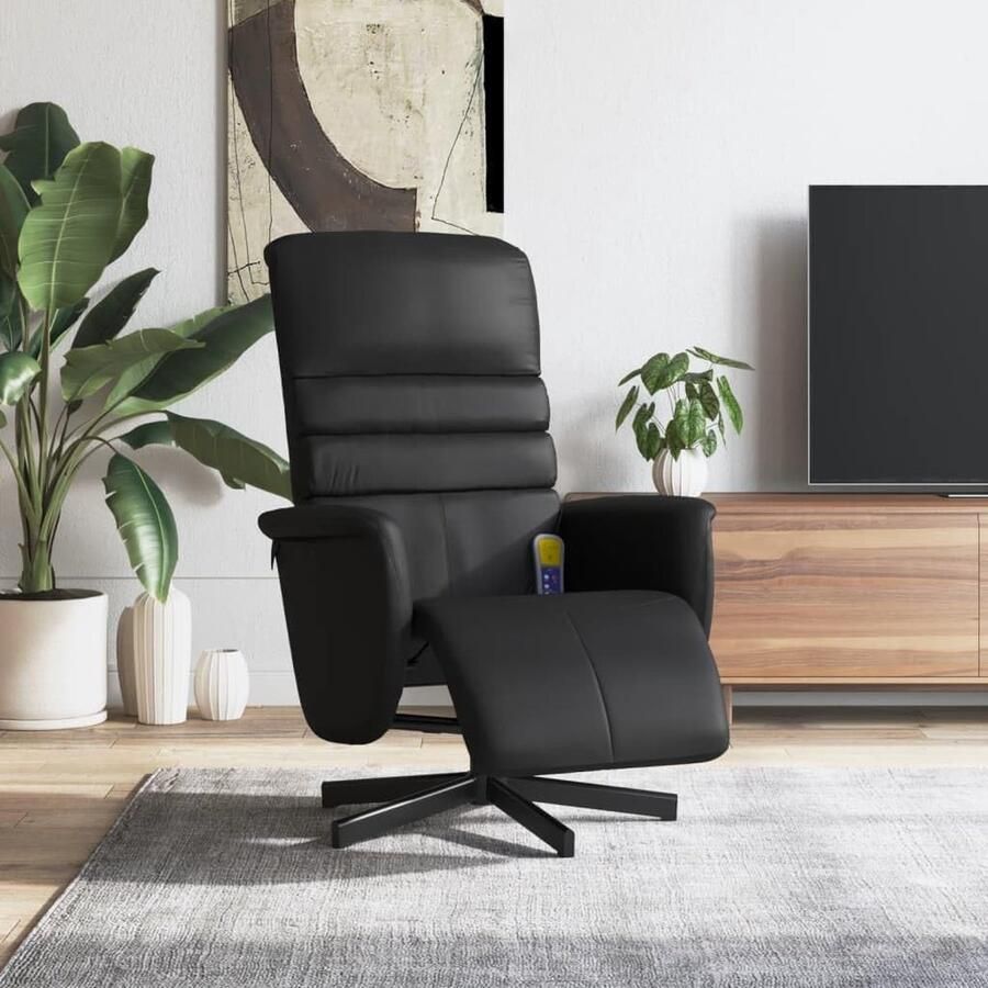 Kantelbare massagestoel elektrische relaxstoel massagestoel voetensteun zwart kunstleer
