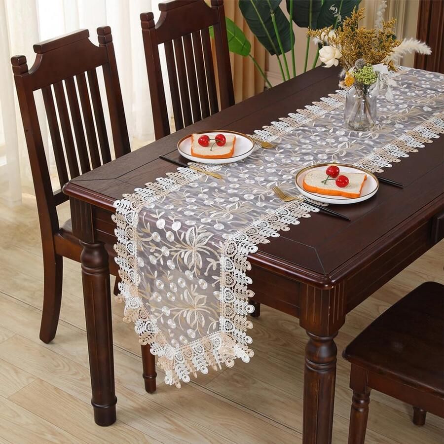 Kanten macramé-tafelkleed stijlvol bloemenpatroon 1 stuk polyester