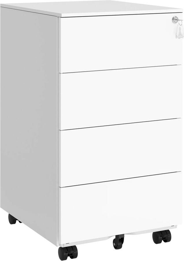 Kantoor Rollcontainer – Metalen Opslagkastje Archiefkast Ladekast Opbergruimte Afsluitbaar Printertafel