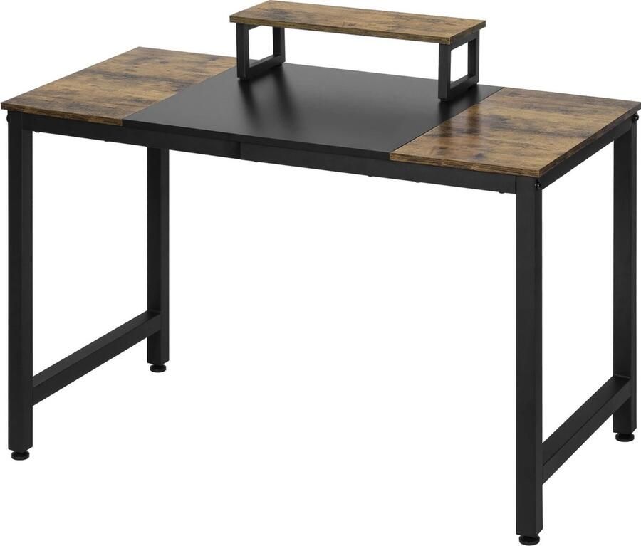 Verkoop nederland Kantoor Tafel Met Monitor Stand 120X60Cm Computer Bureau Industriële Stijl Studie Werktafel Voor Bureau gaming Kamer