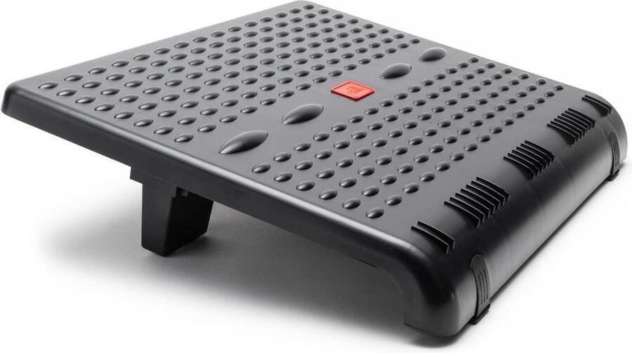 Kantoor voetensteun van gerecycled plastic Ergonomisch design 49 x 49 x 11 cm Golvend massage oppervlak Verstelbaar in 2 posities Made in Spain Foot rest