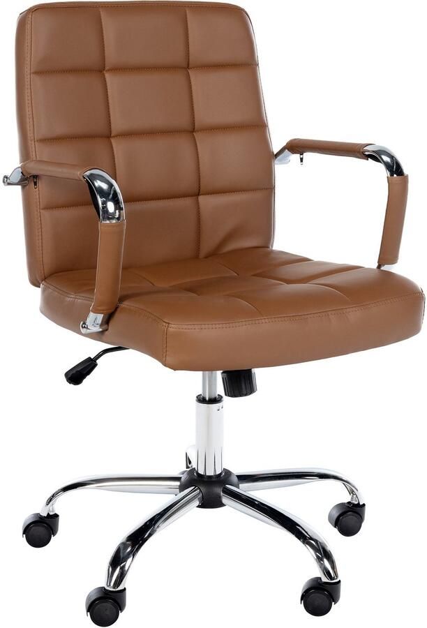 CLP Ashland Bureaustoel ergonomisch voor volwassenen met rugleuning en armleuningen in hoogte verstelbaar kunstleer licht bruin