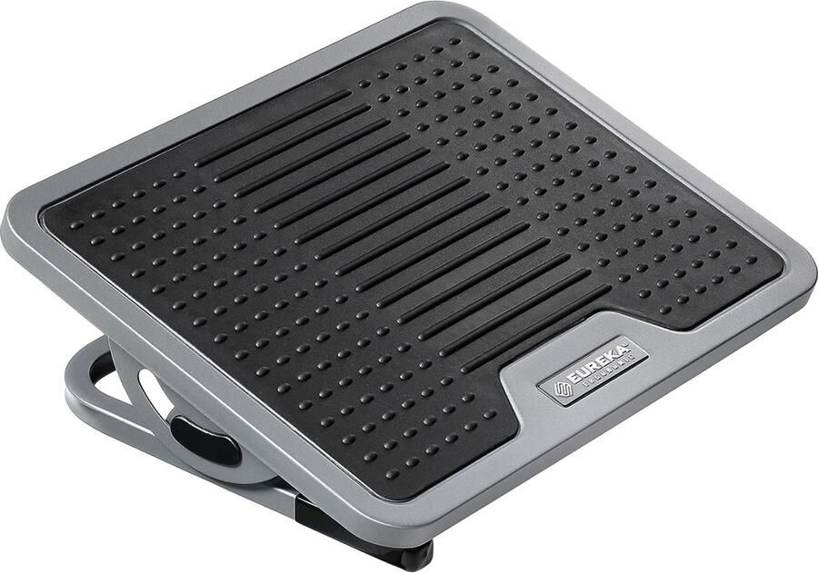 Kantoorvoetsteun onder bureau verstelbare voetsteun met metalen frame massageoppervlak voetkruk met 20 graden kantelhoekaanpassing zonder vergrendeling zwart en grijs