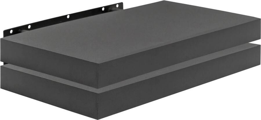 Kanyu Wandplank Set 2 Stuks Lengte 110cm Zwart MDF Drijvende Opbergrek Voor Woonkamer Slaapkamer & Keuken