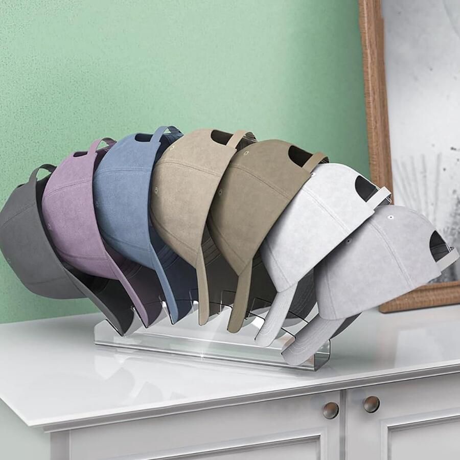 Kapstandaard voor baseballpetten hoedenstandaard voor honkbalpetten acryl hoed organizer voor honkbalpetten geen installatie voor 7 mutsen baseballhoed displaystandaard voor