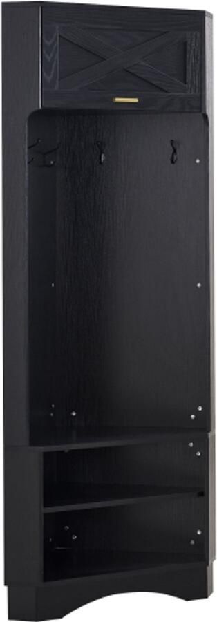 Kapstock Schoenenkast Garderobekastset met Schoenenrek multifunctionele halmeubel Zwart Kledingkast Hoekkast B53xD53xH180 cm
