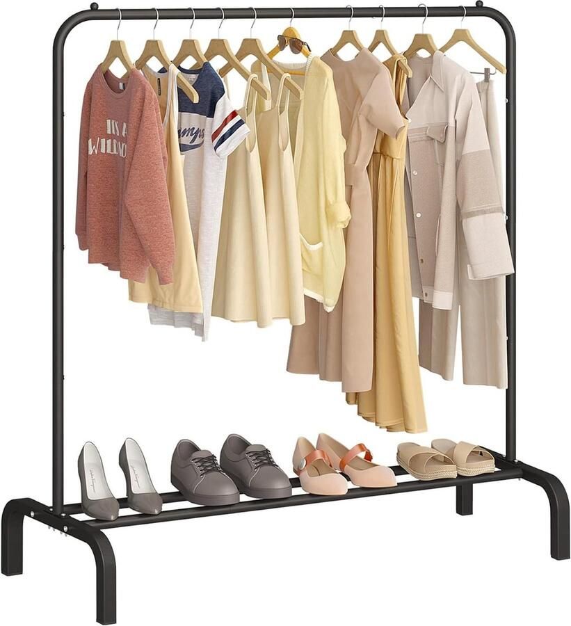 Kledingrek 110 cm metalen kledingstang jassen en truien zwart