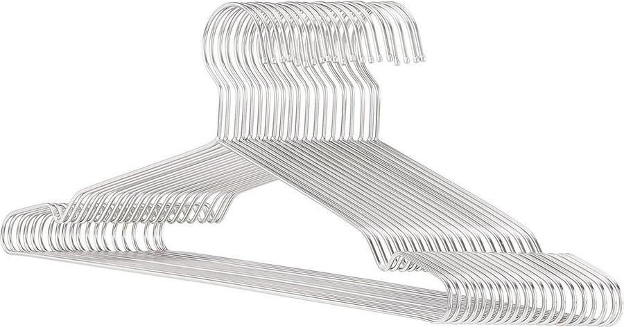 Kapstok 20-pack roestvrij staal chroom-kledinghangers met haakjes