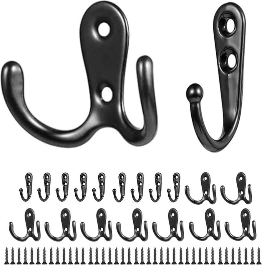 Kapstok 20 stuks kledinghaken dubbele haken afzonderlijke haken garderobehaken badkamer keuken