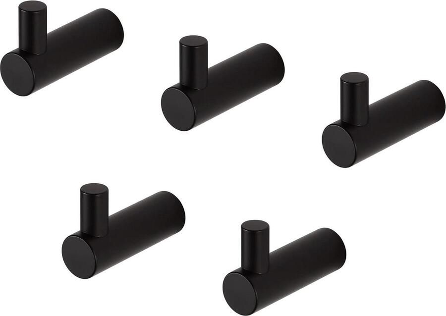 Zwarte handdoekhaken 5 pakjes Kapstokhaken aan de muur 304 roestvrijstalen haken Badkamer en keuken Modern design