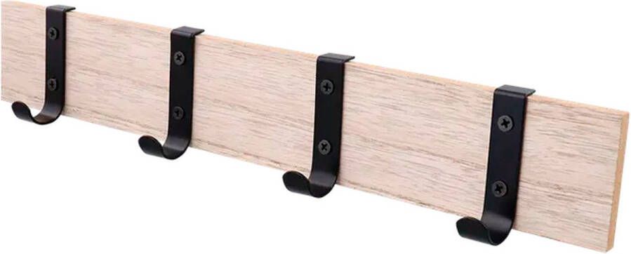 Kapstok 4 Haaks Muur Wand Kapstok Industrieel design Lengte 38cm Kledinghanger Houten Kapstok