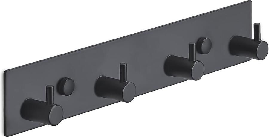 Kapstok 4 haken 25 cm roestvrij staal deurhaken voor keuken hakenrek zwart wandkapstok badkamer woonkamer en hal voor hoeden sjaals handtassen handdoekhaken