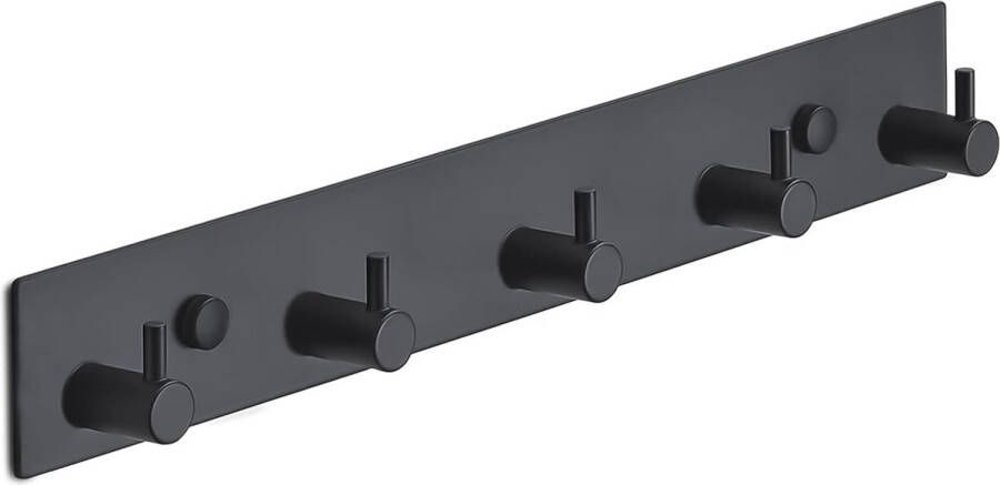 Kapstok 5 haken 32 cm roestvrij staal deurhaken voor keuken haaklijst zwart wandgarderobe badkamer woonkamer en hal voor mutsen sjaals handtassen handdoekhaken