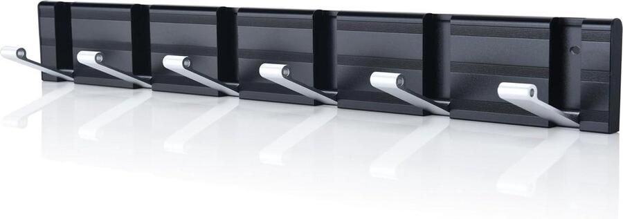 Kapstok 6 haken metalen kledinghaken zwart zilver inklapbare haaklijst garderobe voor jassen moderne design kapstok hangend met plank
