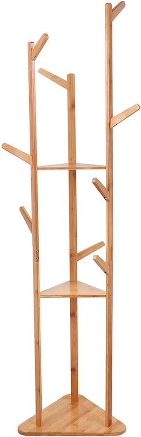 Huis-tuin online Kapstok Bamboe -9 haaks hoedenplank -3 laags -bruin 163 x 35 x 35 cm (H x B x D)