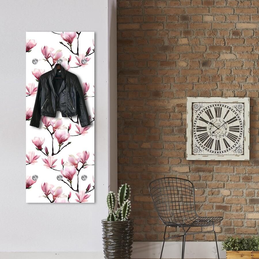 Kapstok Blossy – Wandkapstok van Acrylglas met Bloemenprint