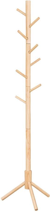 Kapstok Boomvormige staande kapstok met 8 haken 3 verschillende hoogtes geschikt voor het ophangen van kleding hoeden en tassen geschikt voor woonkamer slaapkamer en kantoor 47 x 47 x 175 cm naturel