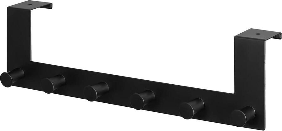Kapstok deurhanger 6 haken Kledinghanger handdoekhaken deur 4 cm Zwart