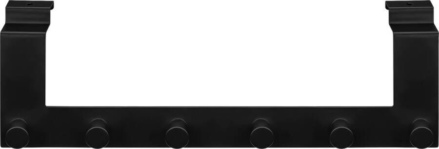 Kapstok deurhanger 6 haken Kledinghanger of handdoekhaken voor aan de deur Voor opdekdeuren Zwart