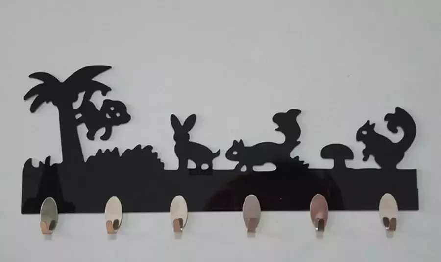 Kapstok Dieren kunststof 33 cm 6 haken kinder kapstok