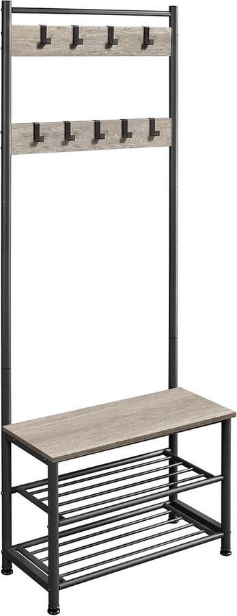 Ruimtebesparende Kledingrek met 3 Opbergvakken en Garderobehaken 184 5 cm Hoog