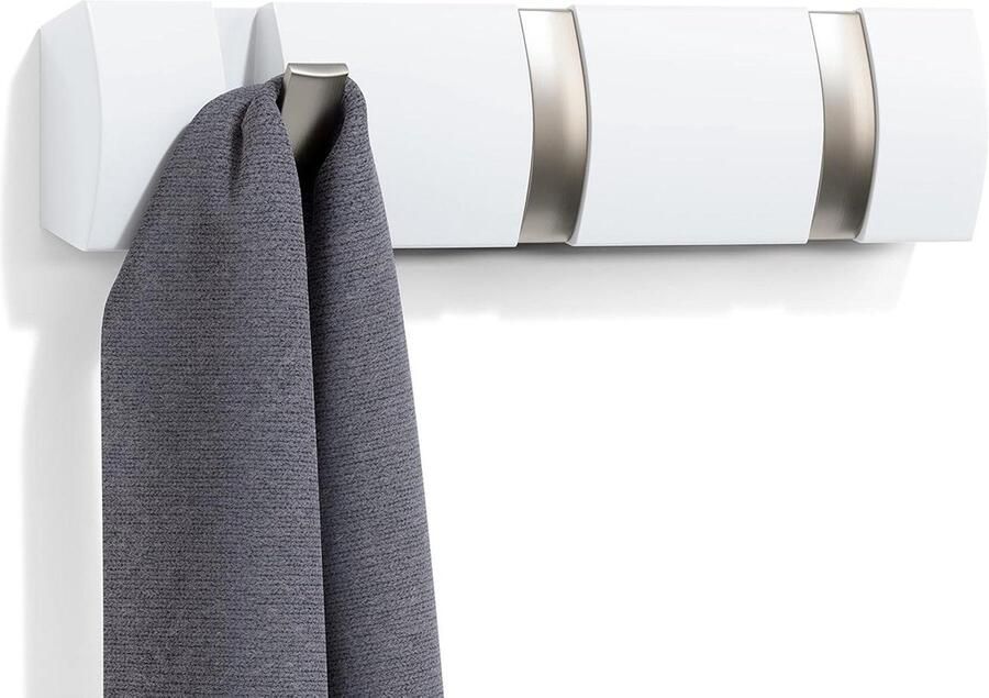 Kapstok Flip wandkapstok met 3 haken Populiert Wit moderne stijl
