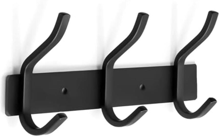 Kapstok haaklijst roestvrijstalen garderobehaken met 3 haken wandhaken voor slaapkamer badkamer (zwart 3 haken)