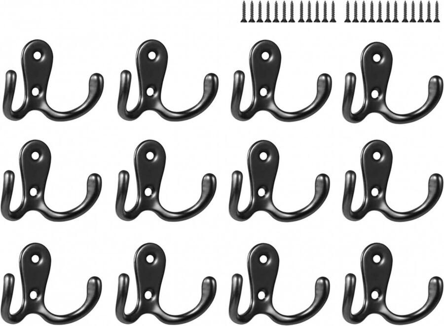Kapstok haken Set van 12 met schroeven Metaal Wandhaak haakjes Ophanghaken Wandhaak Handdoekhaakjes Handdoekhanger voor badkamers slaapkamers keuken