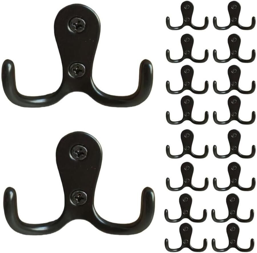 Kapstok haken Set van 20 met schroeven Metaal Wandhaak haakjes Ophanghaken Wandhaak Handdoekhaakjes Handdoekhanger voor badkamers slaapkamers keuken