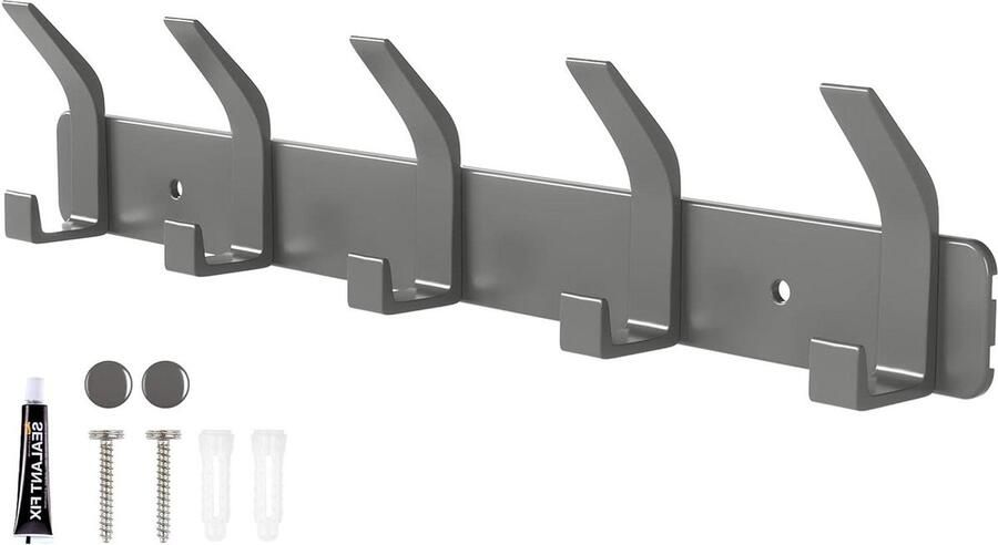 Kapstok Hangend 5 Haken Deurhanger Wandgemonteerde Kapstok Grijs Voor Voordeur Slaapkamer