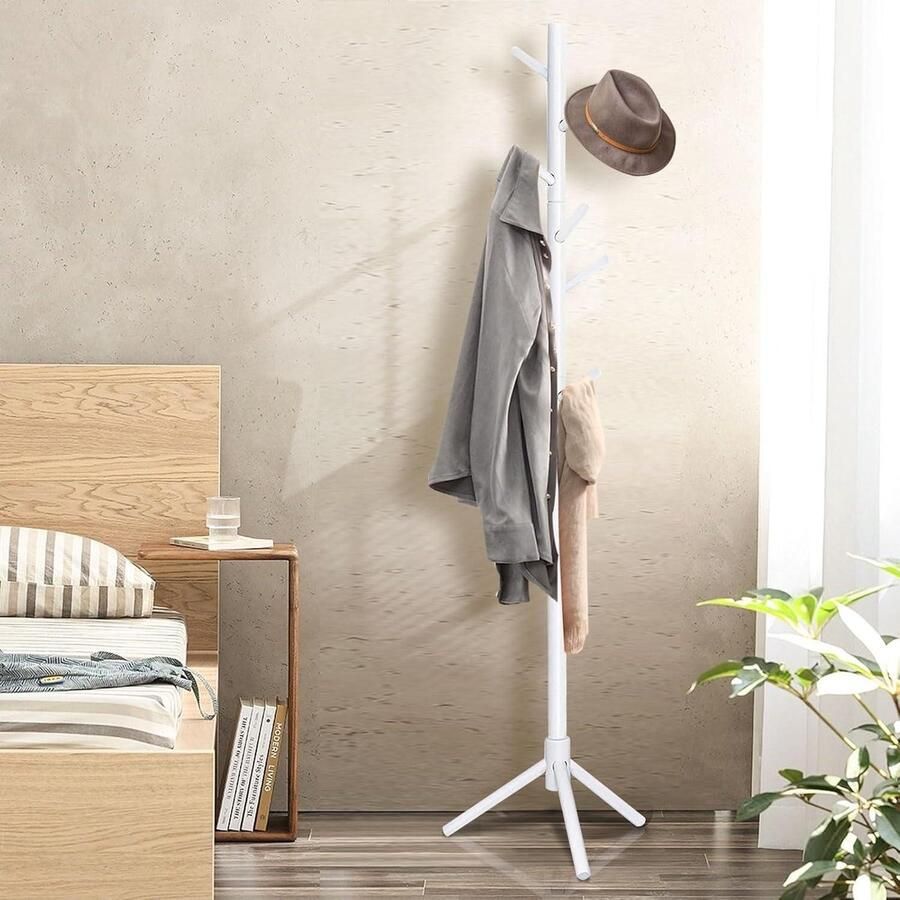 Kapstok Hangend Houten Stand Hall Tree Vrijstaand met 8 haken YMJ103W-1