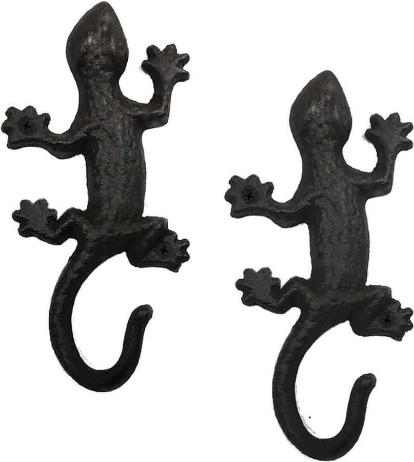 Kapstok Hangend Ijzeren Metalen Gecko Haken Decor Rustieke Dier Hagedis Indoor Outdoor Opknoping voor Huis Tuin Yard Handdoek Haken Hondenriemen Strandlakens Sleutels Houder