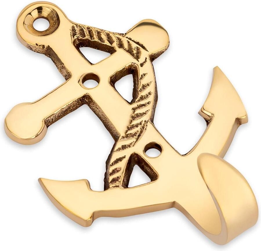 Kapstok Hangend Maritim haak anker 4x7cm messing goud-deurhaken-kledinghaak-11599