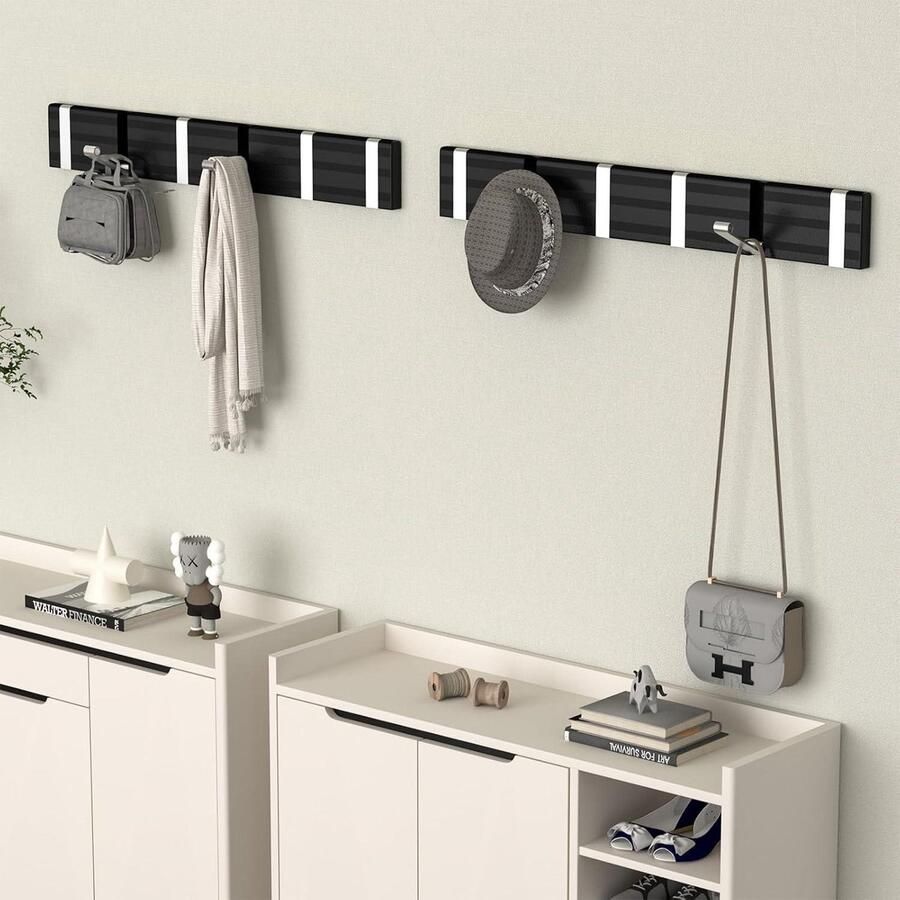Kapstok Hangend Modern Heavy Duty Metalen Kapstokhaken Wandmontage 6 Opvouwbare Haken Ophangen Sjaal Tas