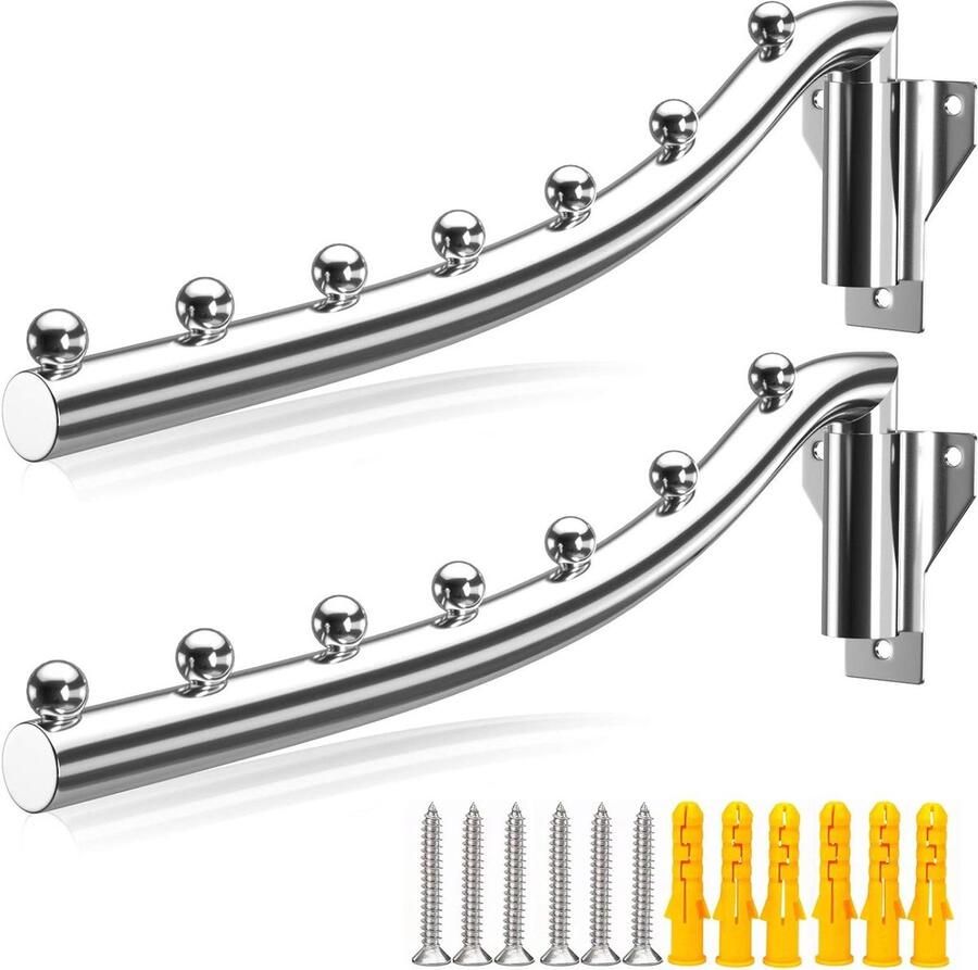 Kapstok Hangend Opvouwbaar Kledingrek Wandmontage Intrekbare Wandhangers Roestvrijstaal Ruimtebesparend Buiten Binnen Kapstokhaak Kledingstuk 2 Stuks