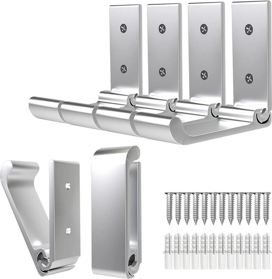 Kapstok Hangend Opvouwbare Haken Aluminium Wandhaken Hoofdtelefoon Houder Wandmontage 12 stks Schroeven Set Hangende Jassen Tassen Hoed Handdoek Sleutels