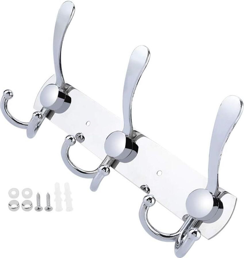 Kapstok Hangend Roestvrijstalen Wandkapstok Multifunctioneel Voor Slaapkamer-Badkamer-Roestvrijstaal-Functie-3-haaks