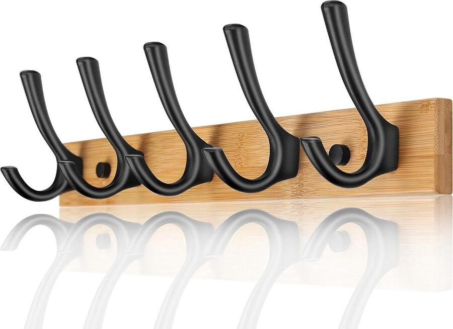 Kapstok Hangend Vintage Garderobelijst 5 Haken Muurkapstok 42 cm Zwart jashouder Haaklijst Jassen Sjaals Handtassen