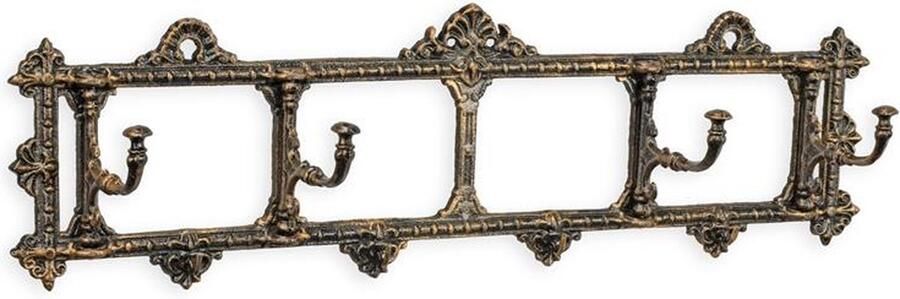 Luxe gietijzeren kapstok met 4 haken – bronskleurige wandkapstok – vintage gietijzeren jashaak – robuuste metalen kledinghaak