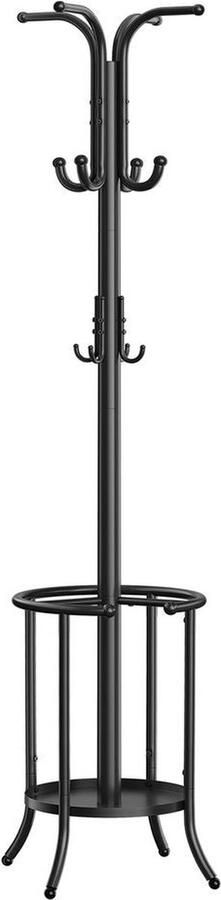 Kapstok – Kledingrek – Met paraplubak en 12 haken – Metaal – Zwart