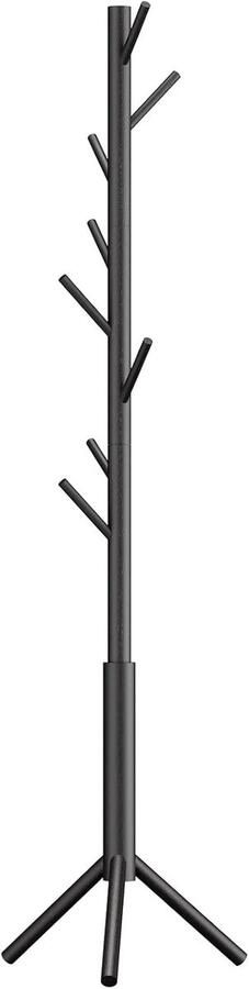 Kapstok kledingrek vrijstaande garderobe 8 haken 3 verstelbare hoogtes voor kantoorkleding sjaals handtassen hoeden zwart