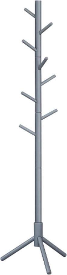 Kapstok massief houten kapstok boomvormige kapstok 8 haken 3 verstelbare hoogtes voor kleding hoeden tassen voor woonkamer slaapkamer kantoor grijs