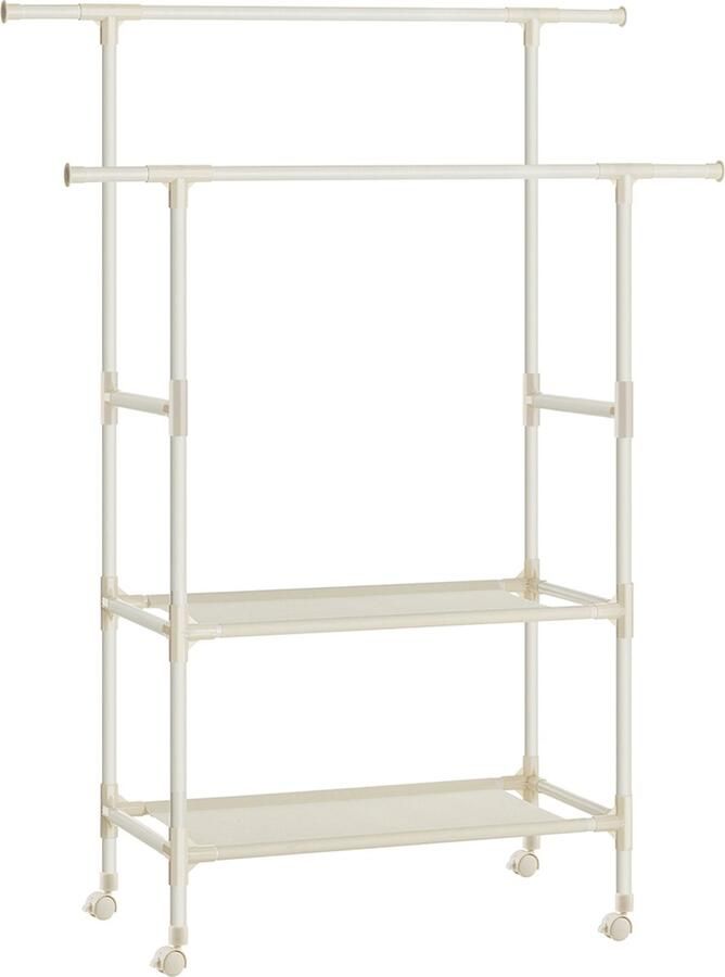 Woon Wereld Kapstok met 2 kledingroedes in wit metaal