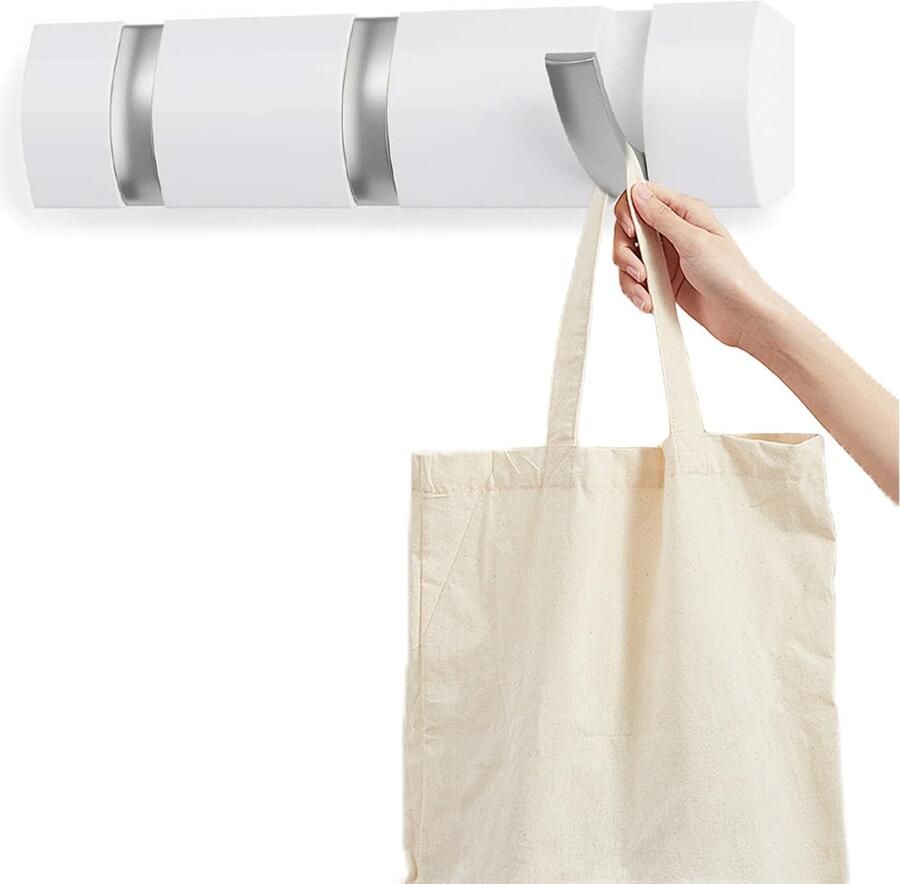 Kapstok met 3 haken wandkapstokhaak wit moderne kapstok opvouwbaar ruimtebesparend wandkapstok wandhaak zelfklevend & schroeven voor muur slaapkamer deur badkamer